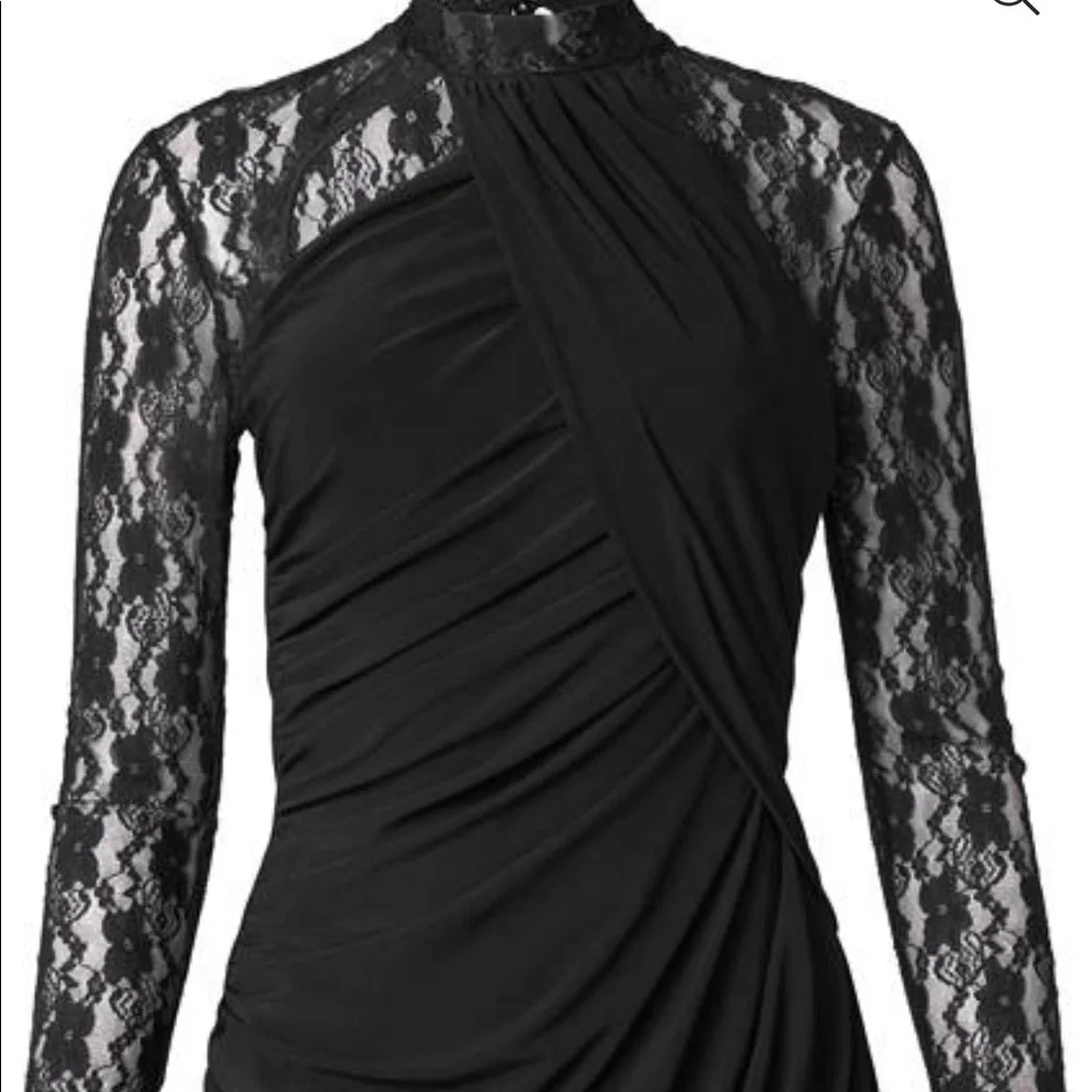 🙏🏼💓Just In 💓Surplice Top with Lace sleeves Size XS Brand New Color Black - Picture 6 of 7